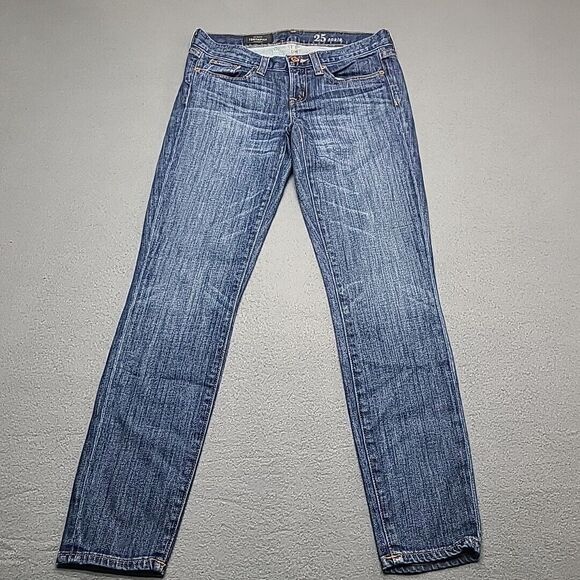 J Crew Toothpick Womens Jeans 25 Ankle Blue Faded Front - Picture 1 of 10